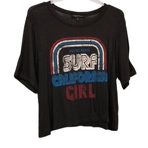 Raggs II Riches MALIBU BEACH SURF CALIFORNIA GIRL crop‎ soft tee